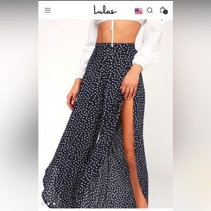 NWT Lulu’s Digby Navy Blue Polka Dot Flyaway Pants RD Style Small